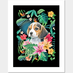 Tropical Beagle Puppy 2 Posters and Art